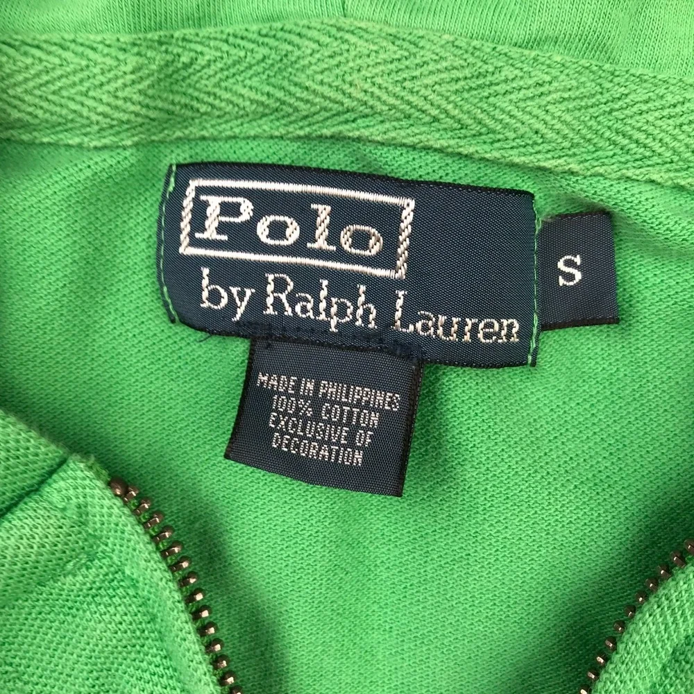 Polo Ralph Lauren Hoodie Mens S Green Knit Cotton Full Zip Hoodie Jacket *FLaw